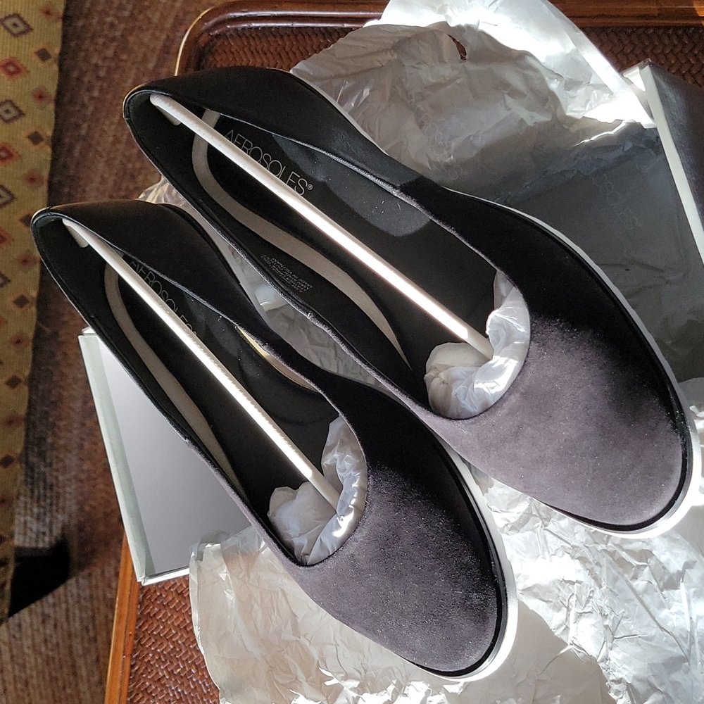 Aerosoles Night Spell Flat Skimmer Blk/wht 9.5